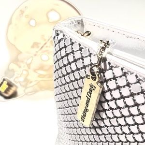 Whiting & Davis Clutch, in Bianca Metallic